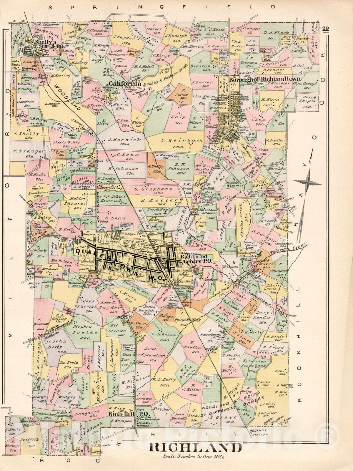 Historic 1891 Map - Atlas of Bucks Co, Penna. - Richland - Atlas of Bucks County, Pennsylvania