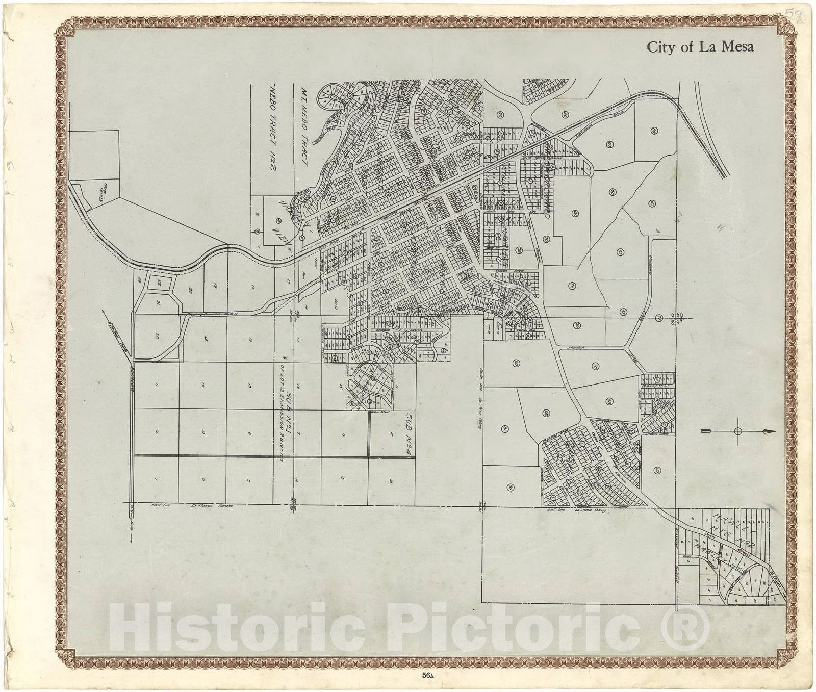 Historic 1912 Map - Plat Book of San Diego County, California - City of La Mesa 1