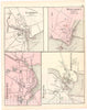 Historic 1887 Map - Colby's Atlas of The State of Maine - Camden; Wiscasset; Thomaston Village; Newcastle Village; Damariscotta Village
