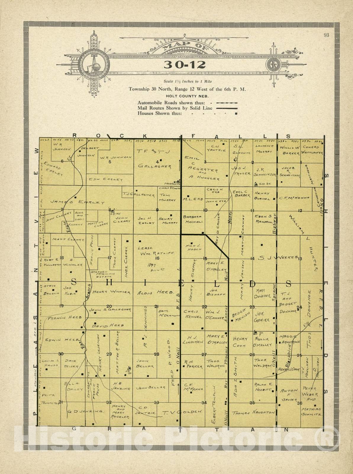 Historic 1915 Map - Atlas and plat Book of Holt County, Nebraska - Map of 30-12 - Standard Atlas and Directory of Holt County, Nebraska