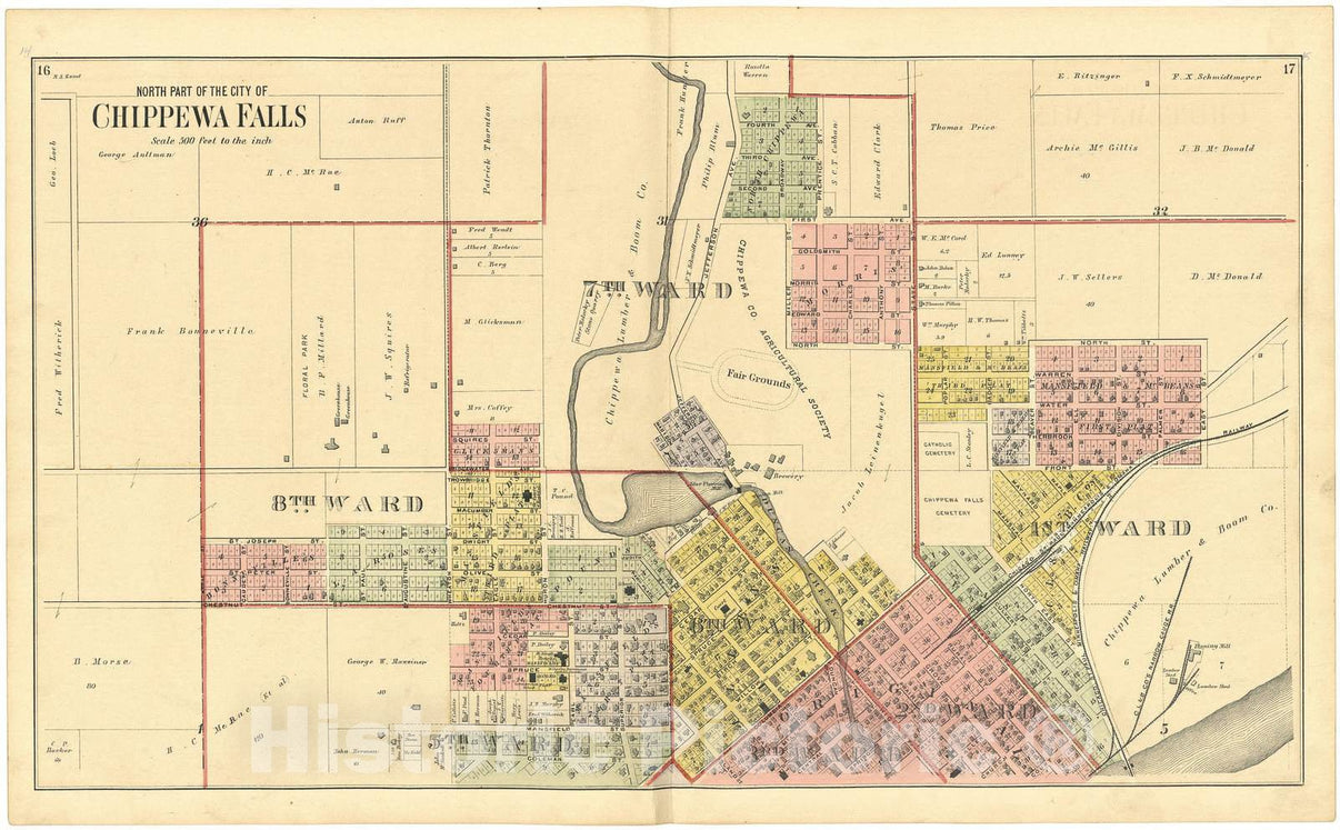 Historic 1888 Map - Plat Book of Chippewa County, Wisconsin - North Pa ...