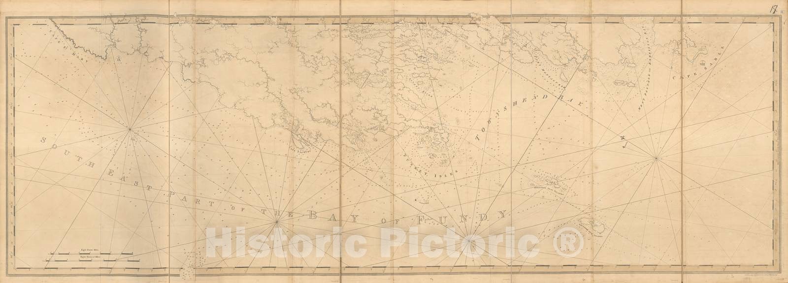 Historic 1800 Map - The Atlantic Neptune - Coast from Cape Sable to Cape St. Mary