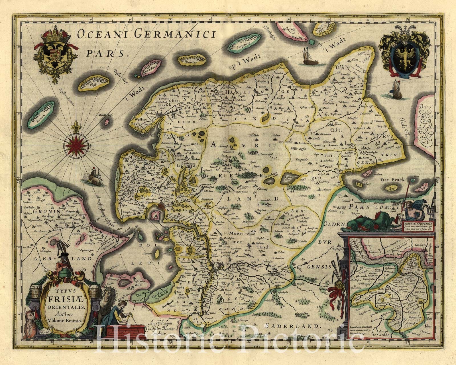 Historic 1647 Map - Le Theatre du Monde, ou, Novvel Atlas - East Friesland, Germany - Novvel Atlas
