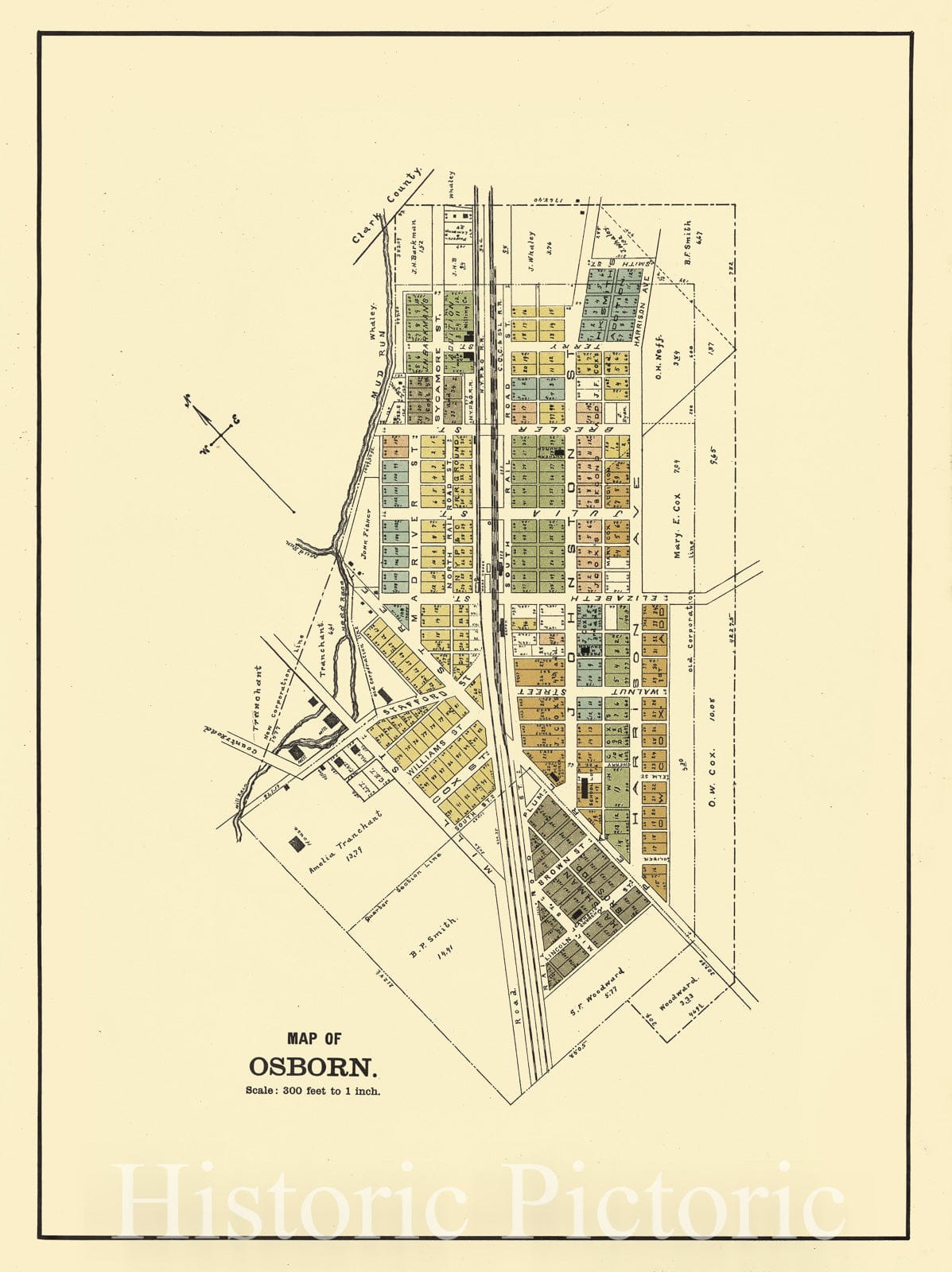 Historic 1896 Map - Riddell's Greene County Atlas, 1896. - Map of Osborn - Riddell's Atlas of Greene County, Ohio :