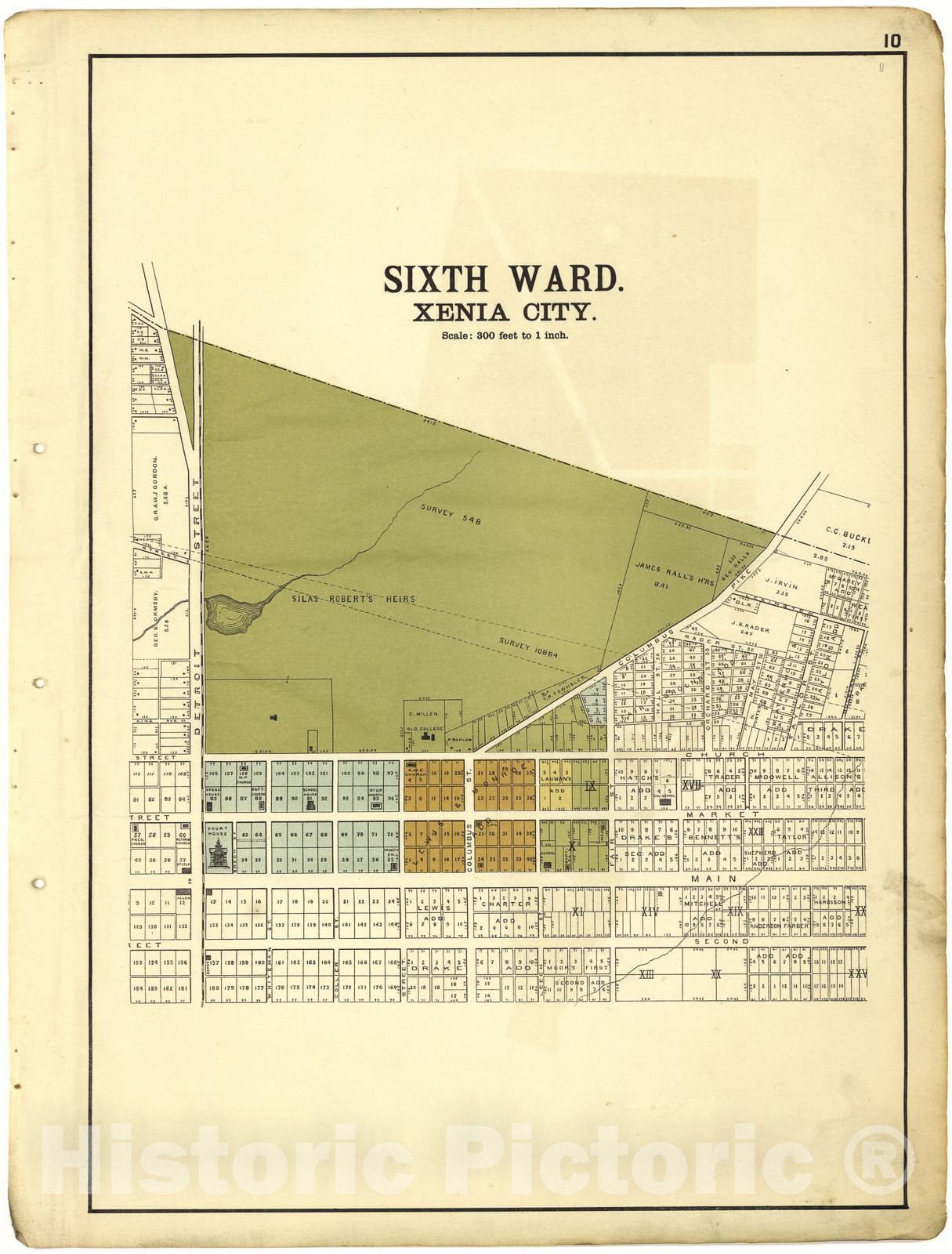 Historic 1896 Map - Riddell's Greene County Atlas, 1896. - Sixth Ward Xenia City - Riddell's Atlas of Greene County, Ohio :