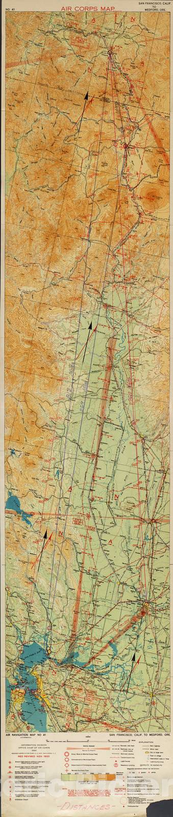 Historic 1924 Map - Aeronautical Strip maps of The United States. - No. 41, 1930 - rev. Nov. 1933 - Air Corps map