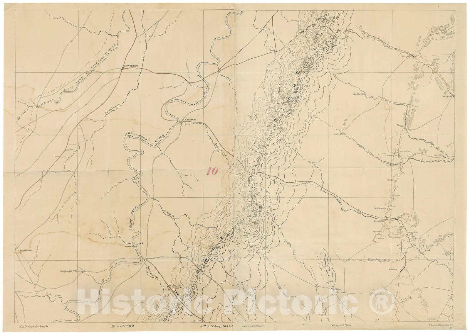 Historic 1864 Map - Central Virginia. - Sheet 10