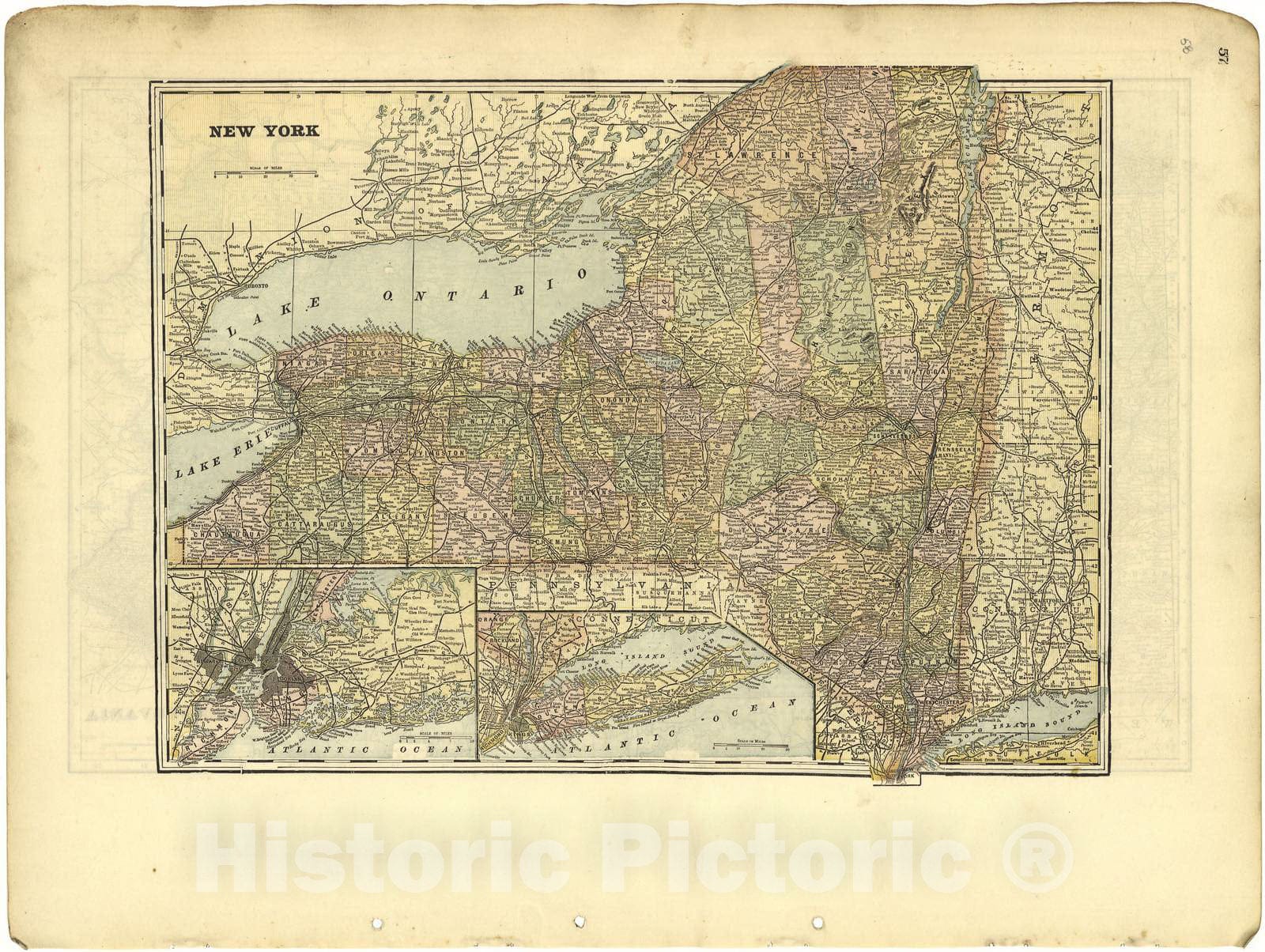 Historic 1896 Map - Riddell's Greene County Atlas, 1896. - New York - Riddell's Atlas of Greene County, Ohio :