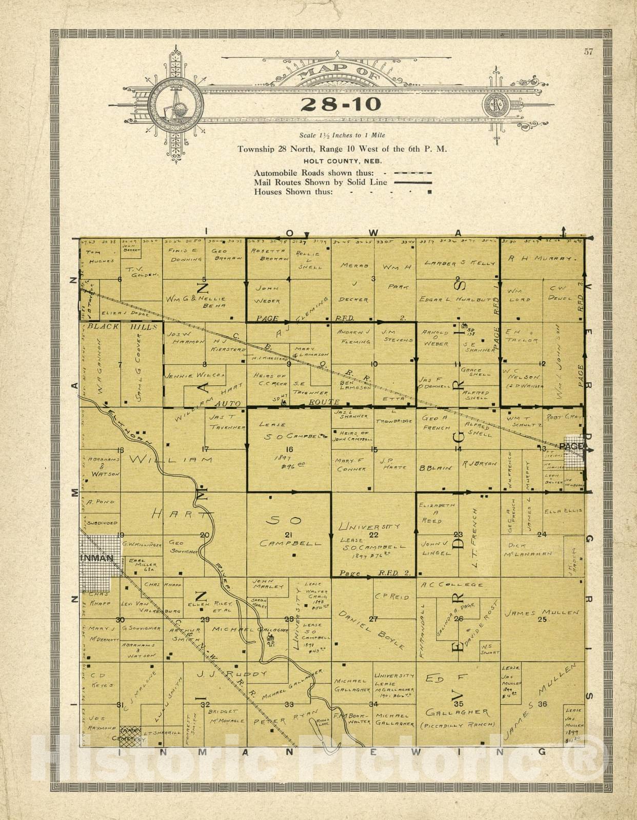 Historic 1915 Map - Atlas and plat Book of Holt County, Nebraska - Map of 28-10 - Standard Atlas and Directory of Holt County, Nebraska
