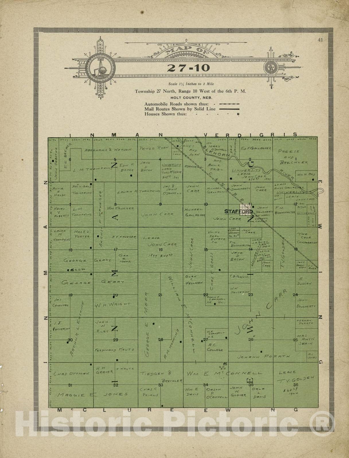 Historic 1915 Map - Atlas and plat Book of Holt County, Nebraska - Map of 27-10 - Standard Atlas and Directory of Holt County, Nebraska