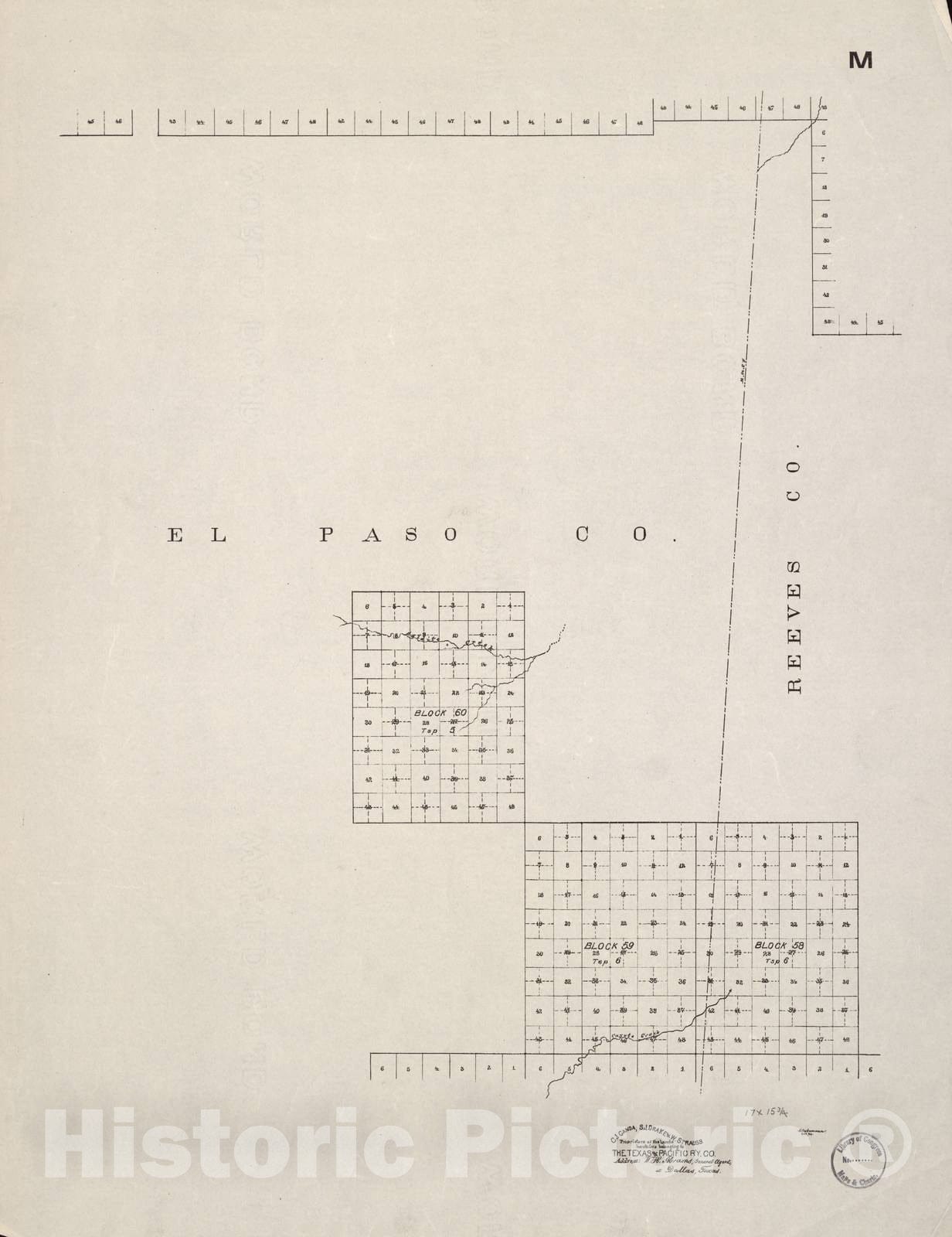 Historic 1893 Map - Map of El Paso County, Texas. - Sheet m