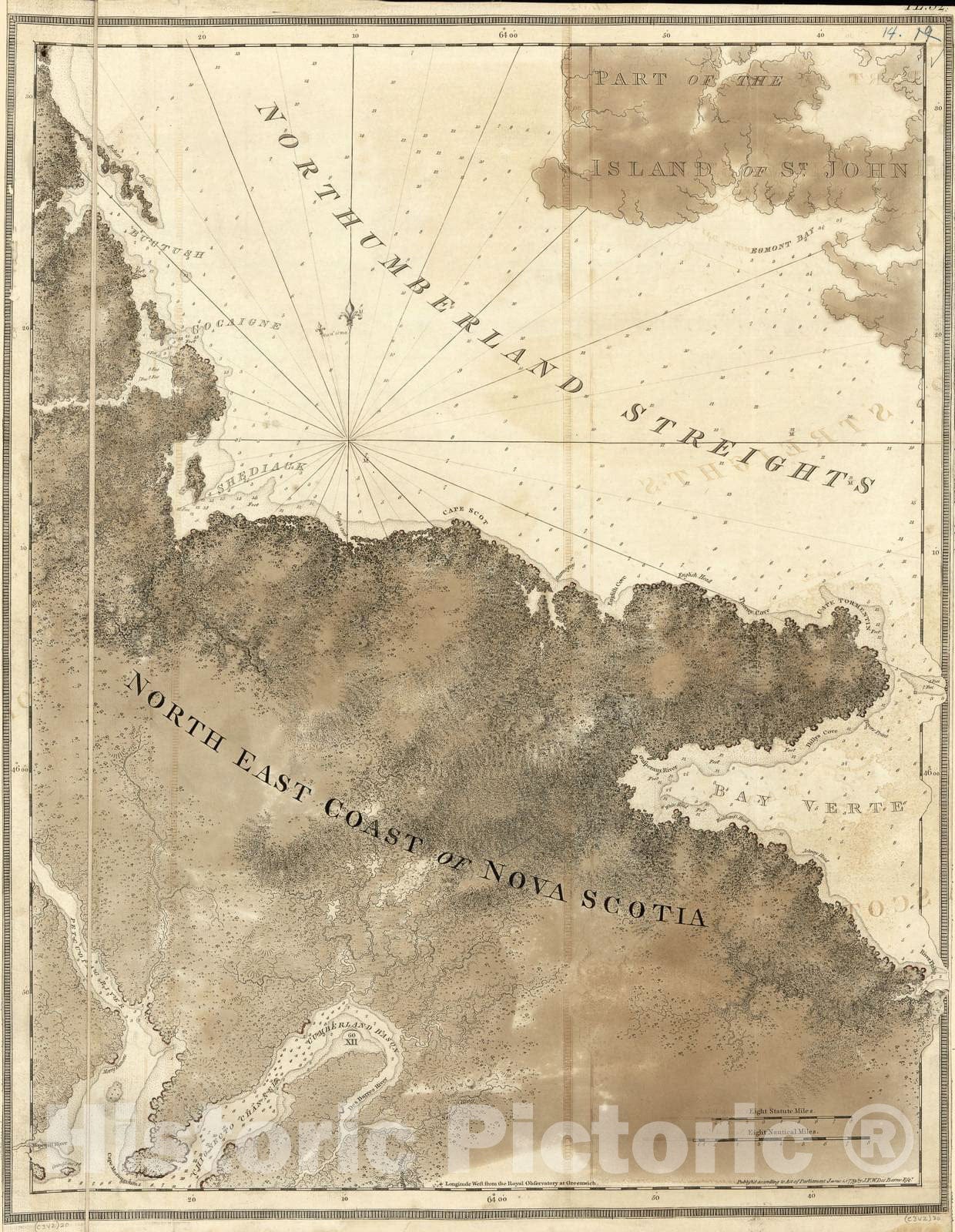 Historic 1800 Map - The Atlantic Neptune - Northumberland Straits (from Buctush to Bay Verte)