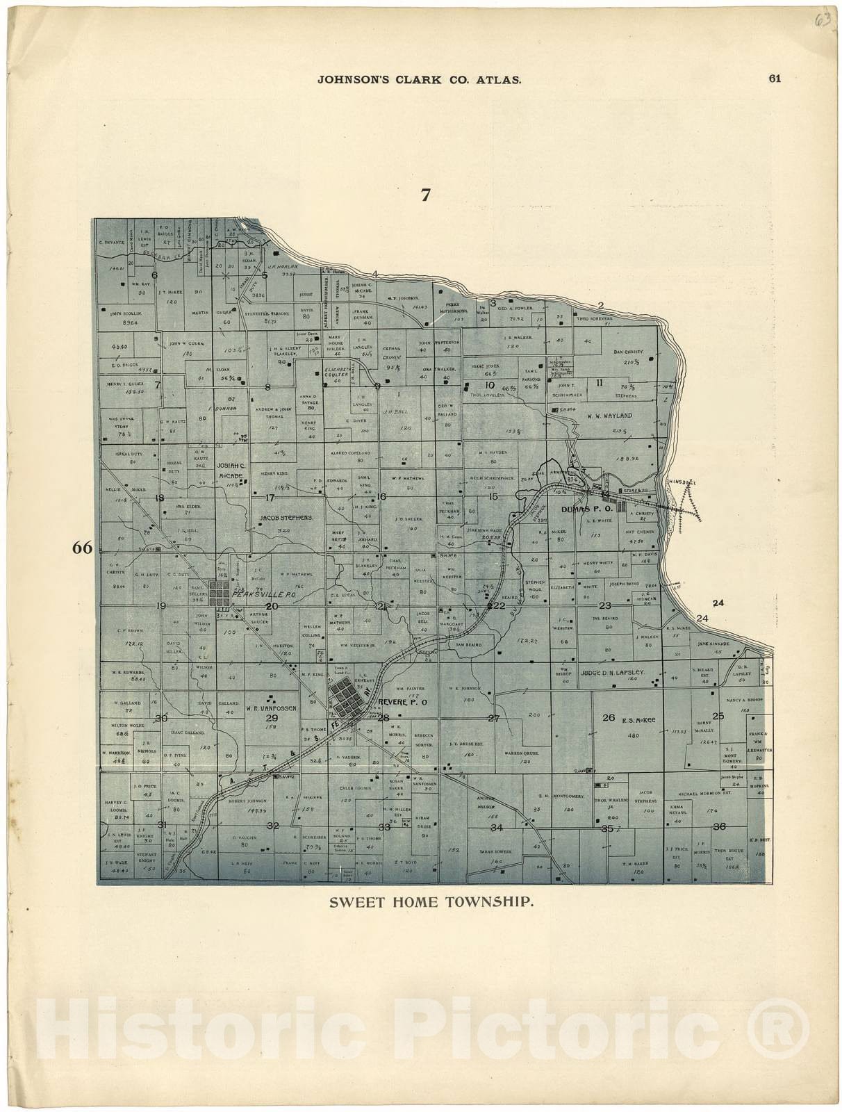 Historic 1896 Map - Johnson's Atlas, Clark County, Missouri - Sweet Home Township - Johnson's Clark Co. Atlas