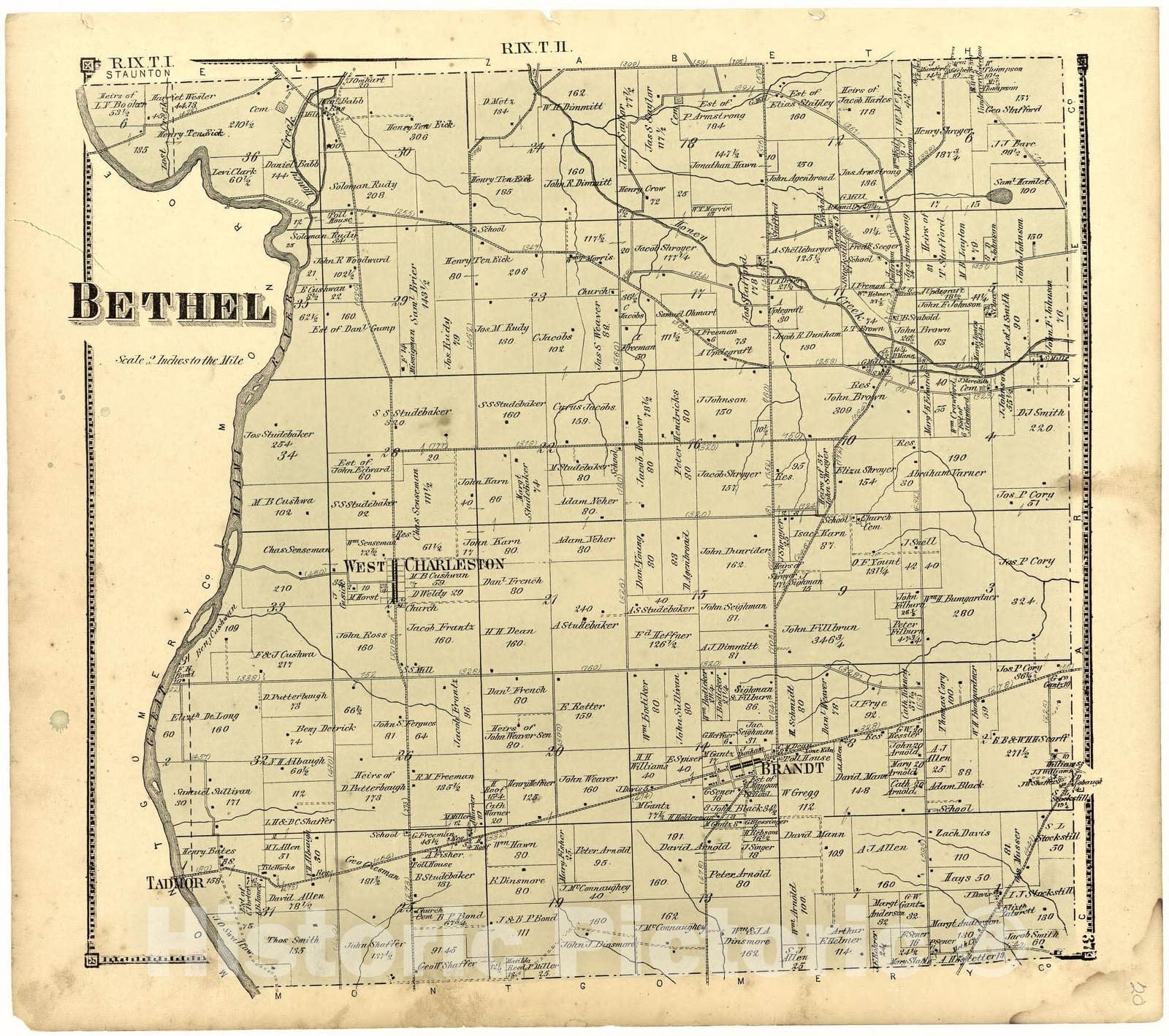 Historic 1871 Map - Atlas of Miami Co, Ohio - Bethel - Atlas of Miami County, Ohio