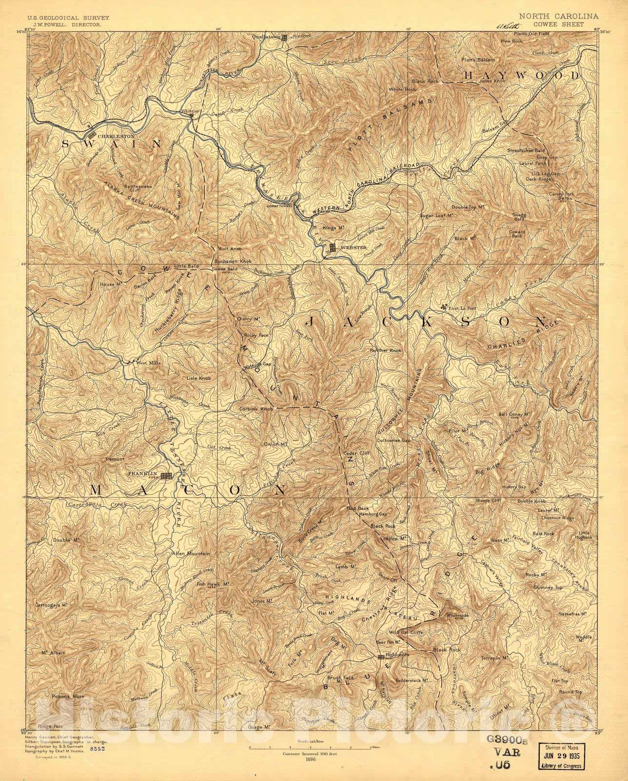Historic 1885 Map - North Carolina. - Image 3 of Great Smoky Mountains