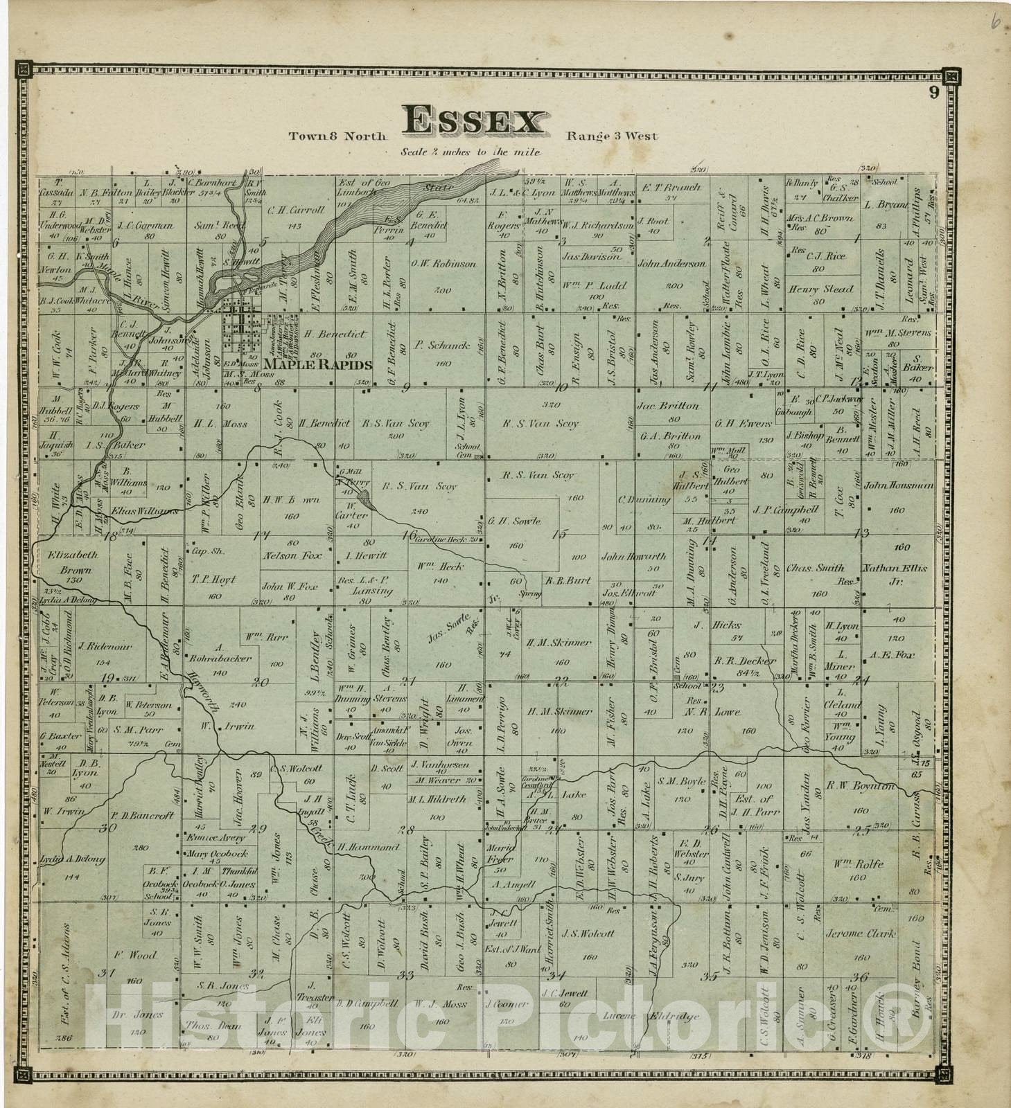 Historic 1873 Map - Atlas of Clinton County, Michigan - Essex