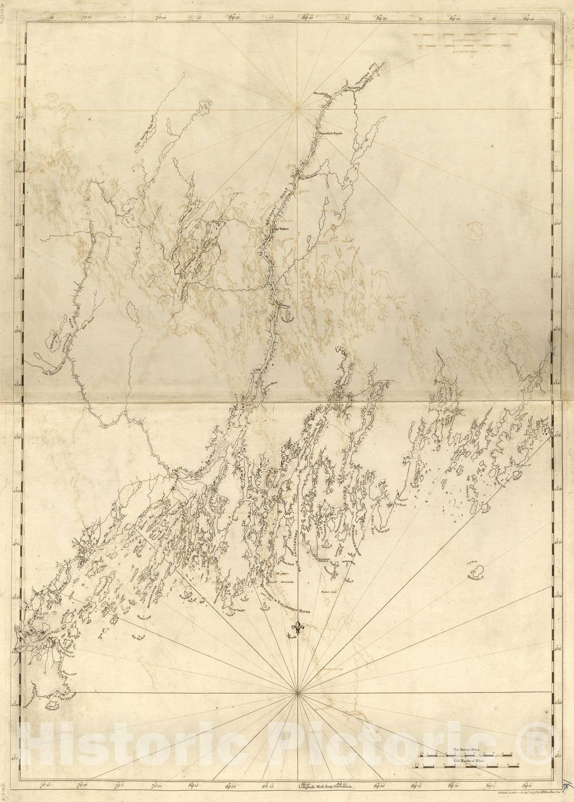Historic 1800 Map - The Atlantic Neptune - Coast Form Cape Elizebeth to Musketo is.
