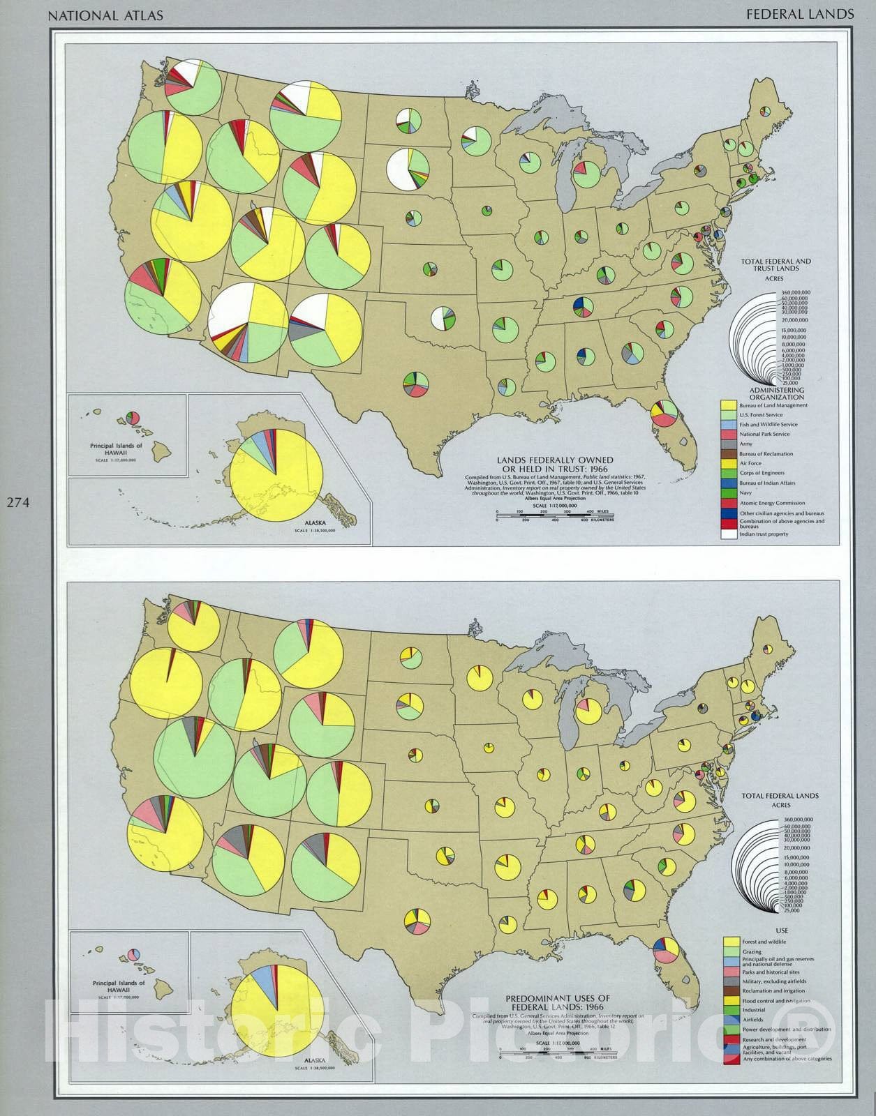 Historic 1970 Map - The National Atlas of The United States of America. - Federal Lands (Continued)