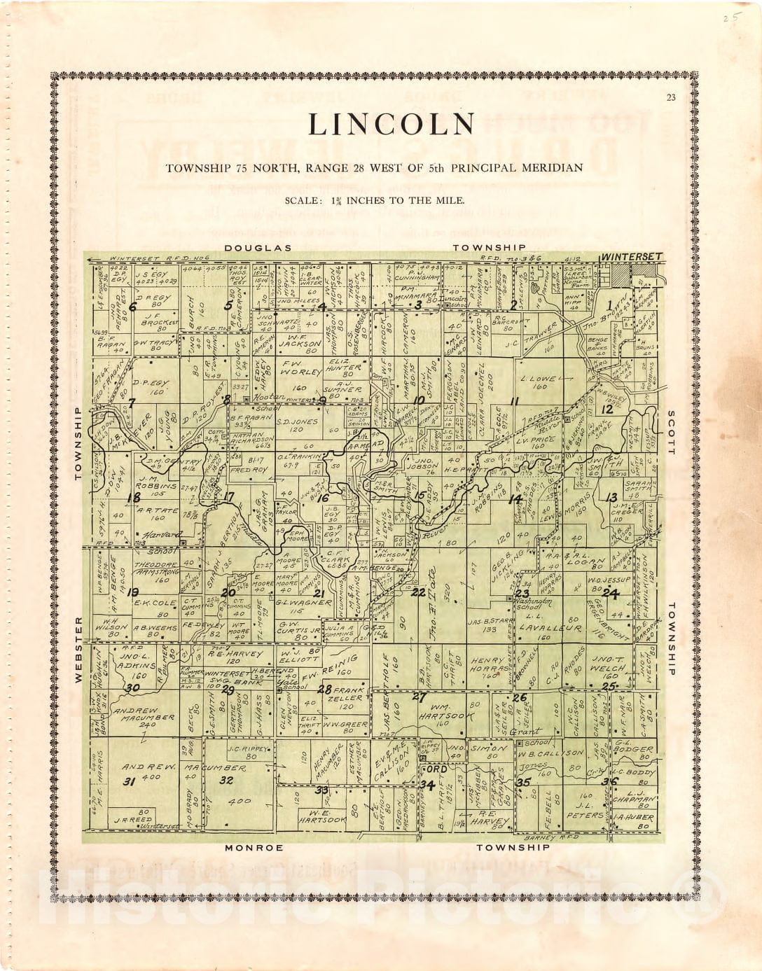 Historic 1912 Map - Atlas of Madison County, Iowa - Lincoln - Madison County Atlas