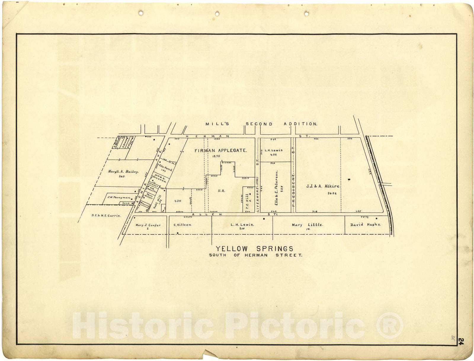 Historic 1896 Map - Riddell's Greene County Atlas, 1896. - Yellow Springs - Riddell's Atlas of Greene County, Ohio :