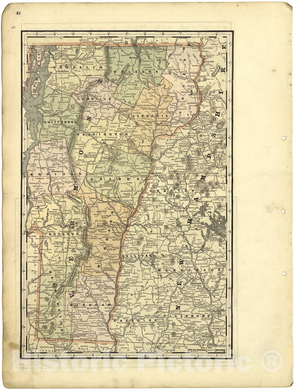 Historic 1896 Map - Riddell's Greene County Atlas, 1896. - Vermont - Riddell's Atlas of Greene County, Ohio :