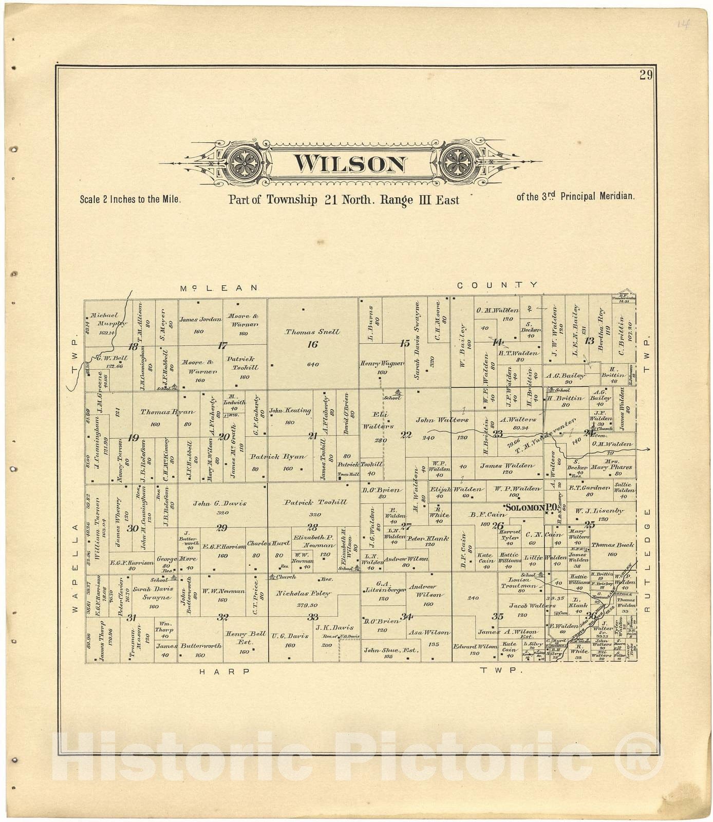 Historic 1894 Map - Plat Book of De WITT County, Illinois - Wilson