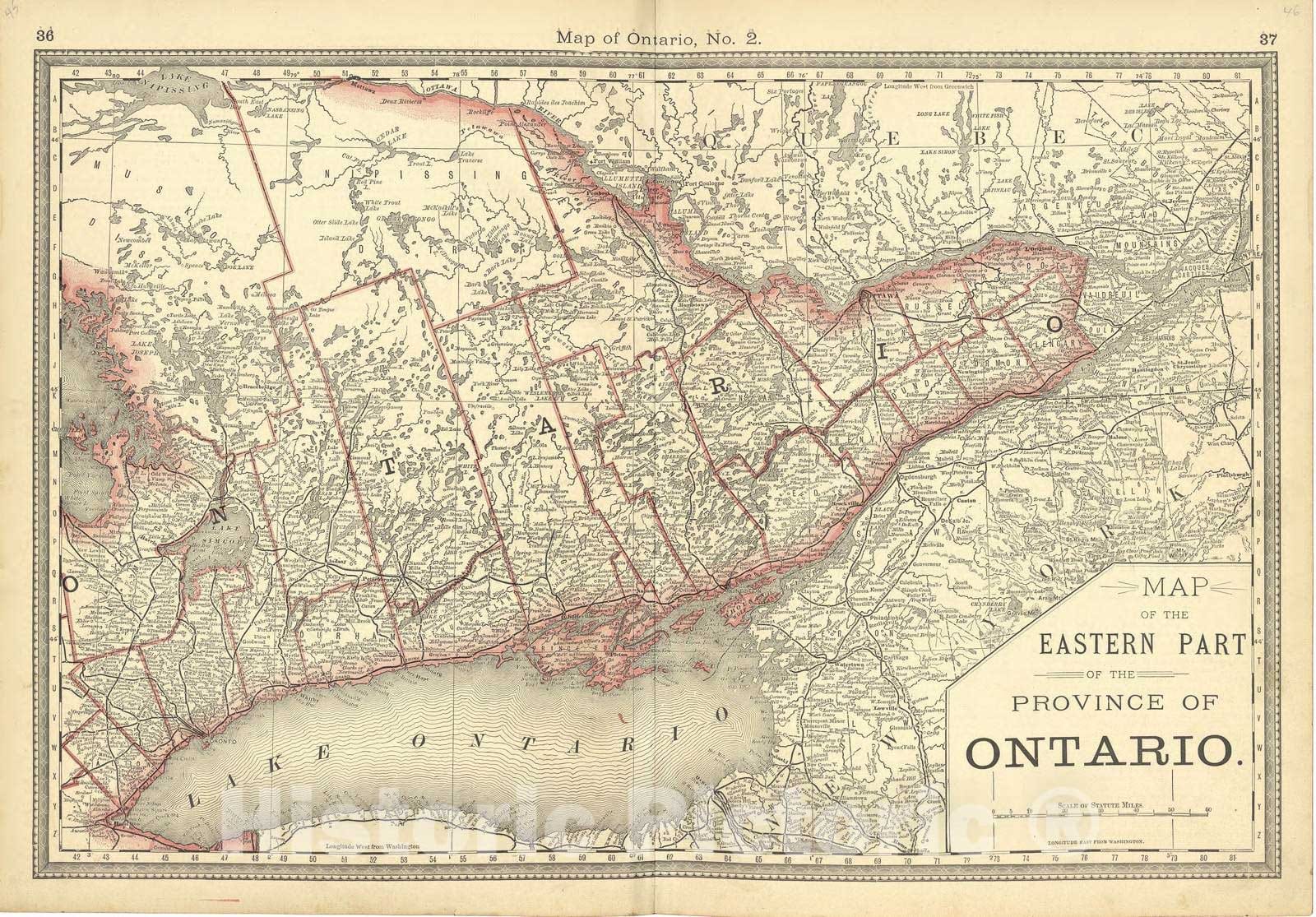 Historic 1881 Map - Historical Hand-Atlas, Illustrated - Map of Ontario, No. 2 - Historical Hand Atlas, Illustrated, General & Local