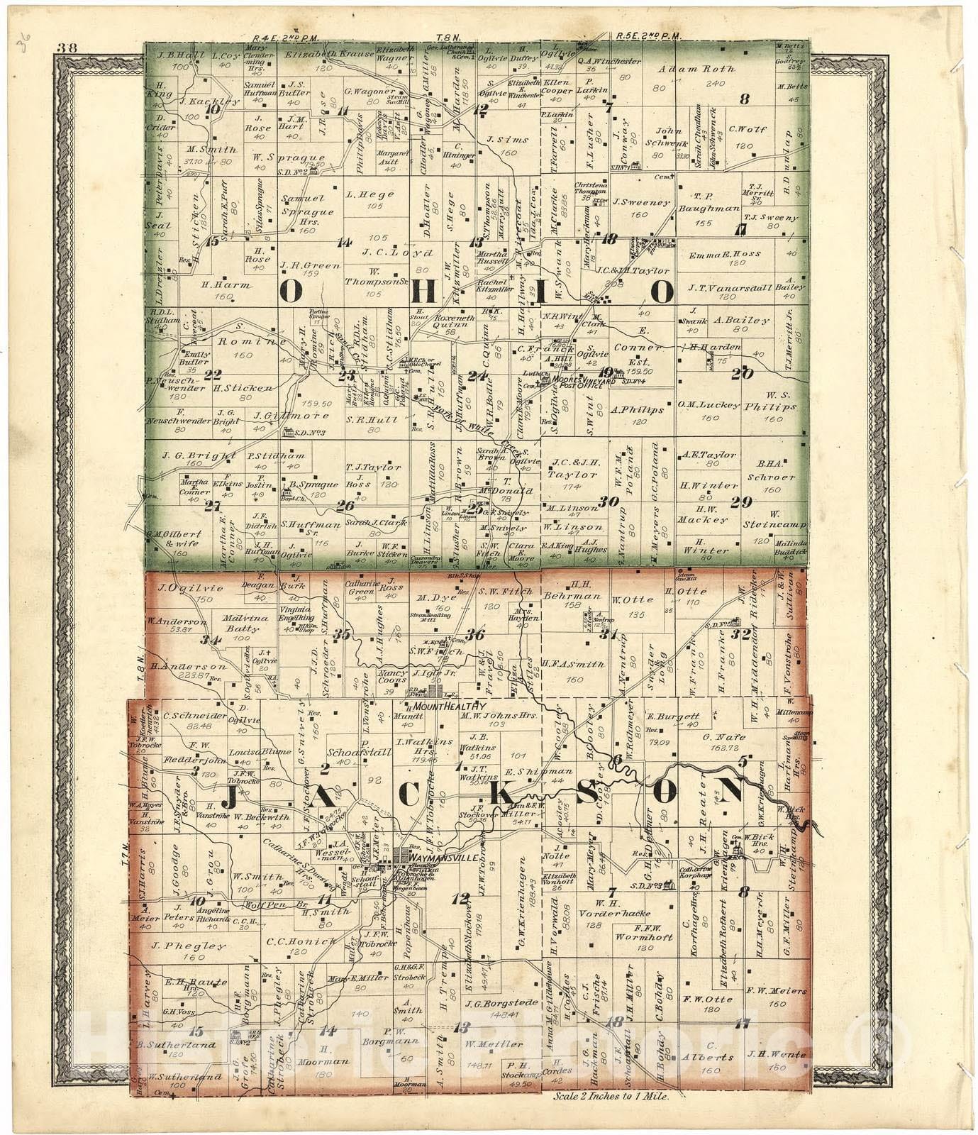 Historic 1879 Map - Atlas of Bartholomew Co, Indiana - Ohio; Jackson - Atlas of Bartholomew County, Indiana