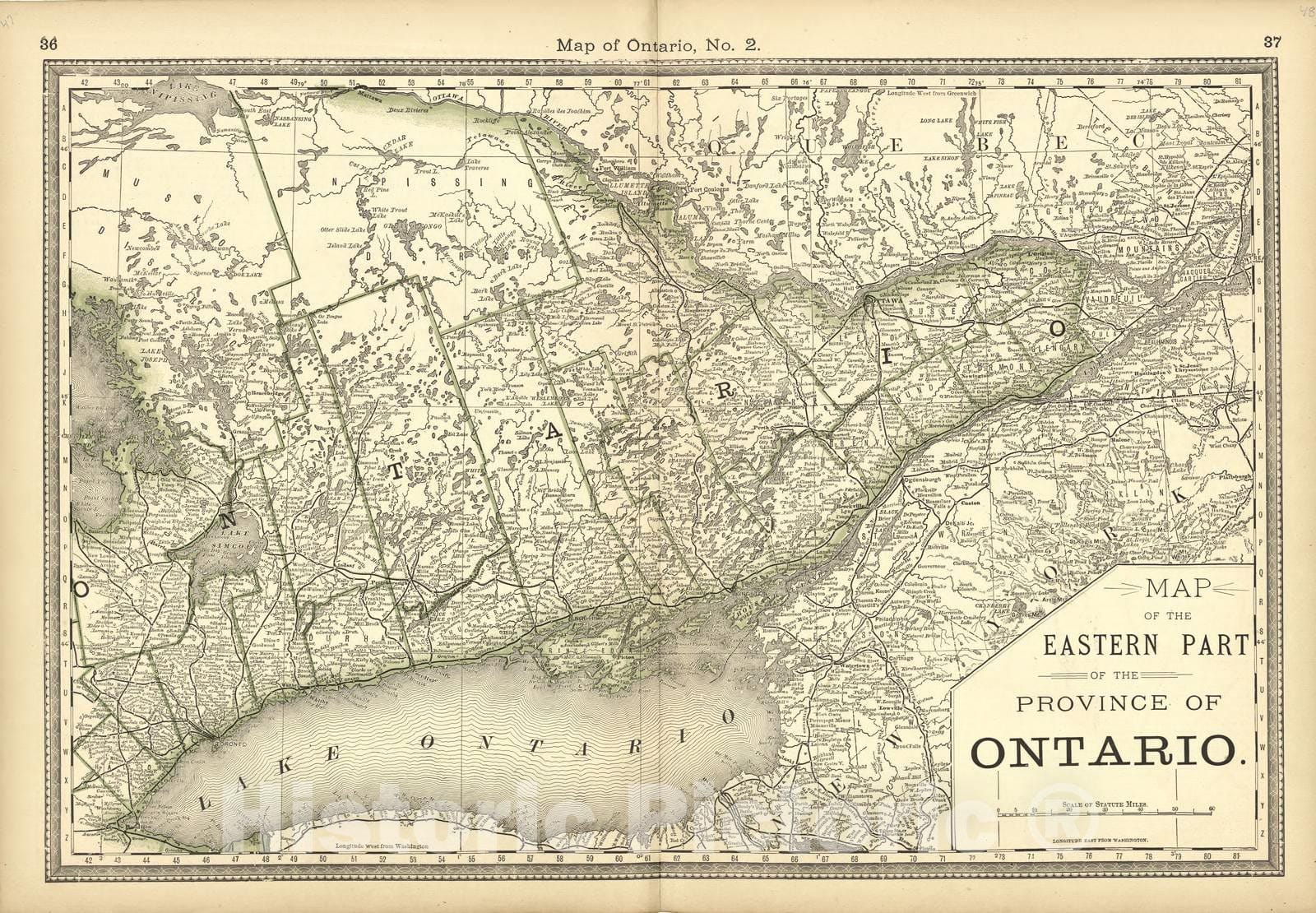 Historic 1882 Map - Historical Hand-Atlas, Illustrated - Map of Ontario, No. 2 - Historical Hand Atlas, Illustrated, General & Local