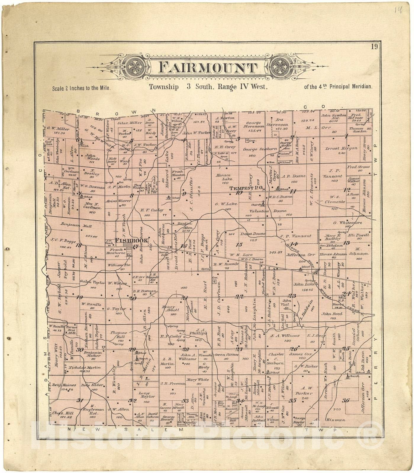 Historic 1895 Map - Plat Book of Pike County, Illinois - Fairmount - Standard Atlas of Pike County, Illinois