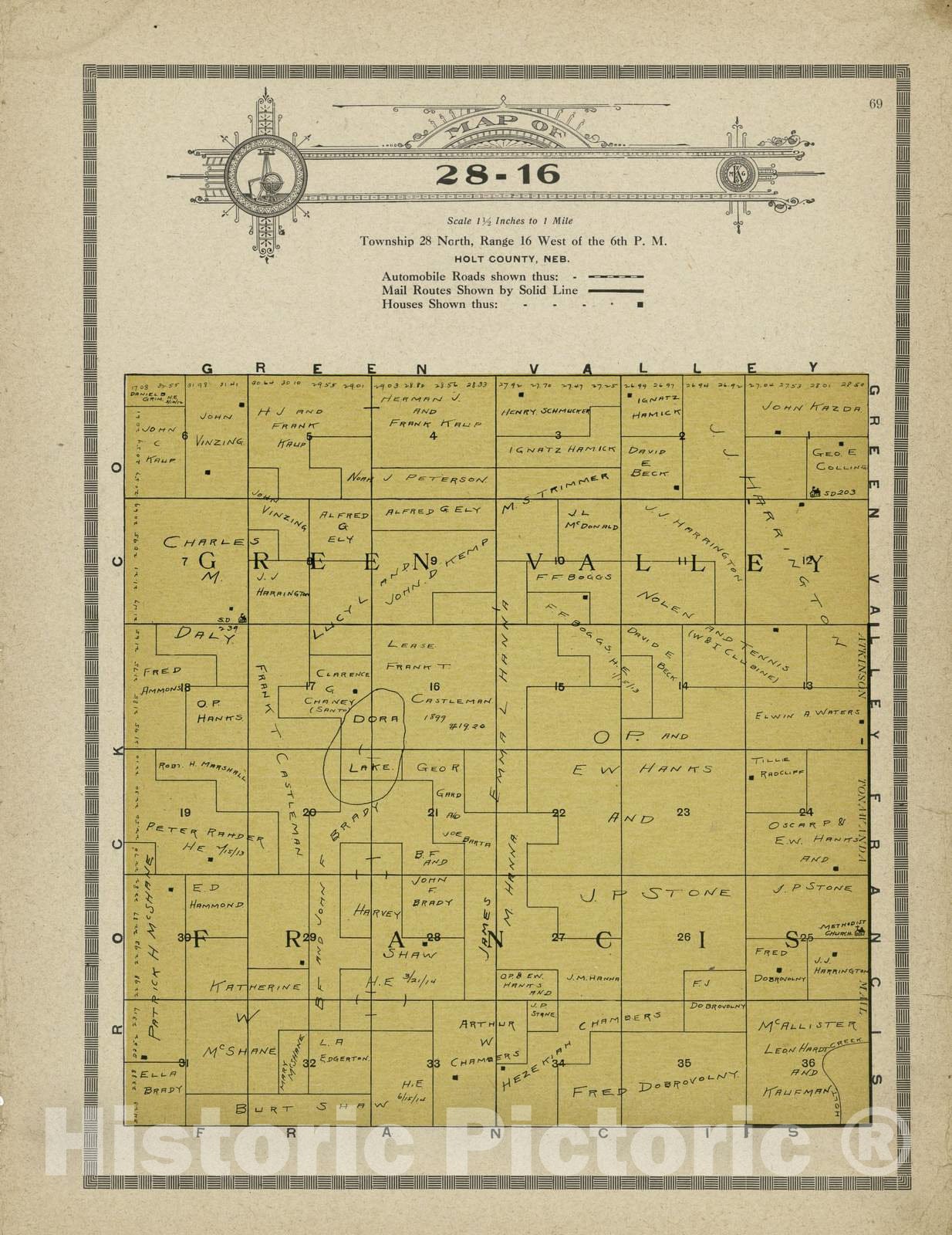 Historic 1915 Map - Atlas and plat Book of Holt County, Nebraska - Map of 28-16 - Standard Atlas and Directory of Holt County, Nebraska