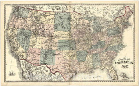 Historic 1879 Map - Atlas of Bartholomew Co, Indiana - New Railroad Map of The United States - Atlas of Bartholomew County, Indiana