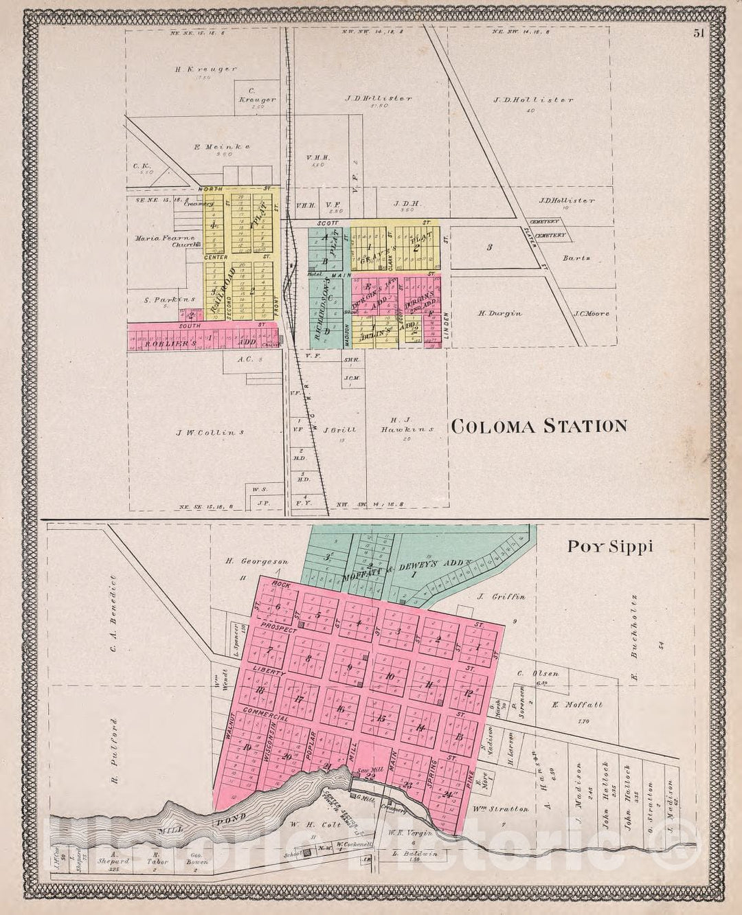 Historic 1906 Map - Atlas of Waushara County, Wisconsin - Coloma Stati ...