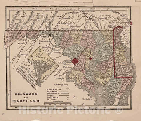 Historic 1861 Map - The Campaign Atlas, for 1861 : United States. - Delaware and Maryland