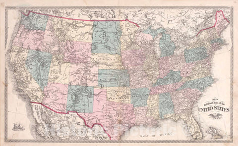 Historic 1880 Map - Atlas of Steuben Co, Indiana - New Railroad Map of The United States - Illustrated Historical Atlas of Steuben County, Indiana