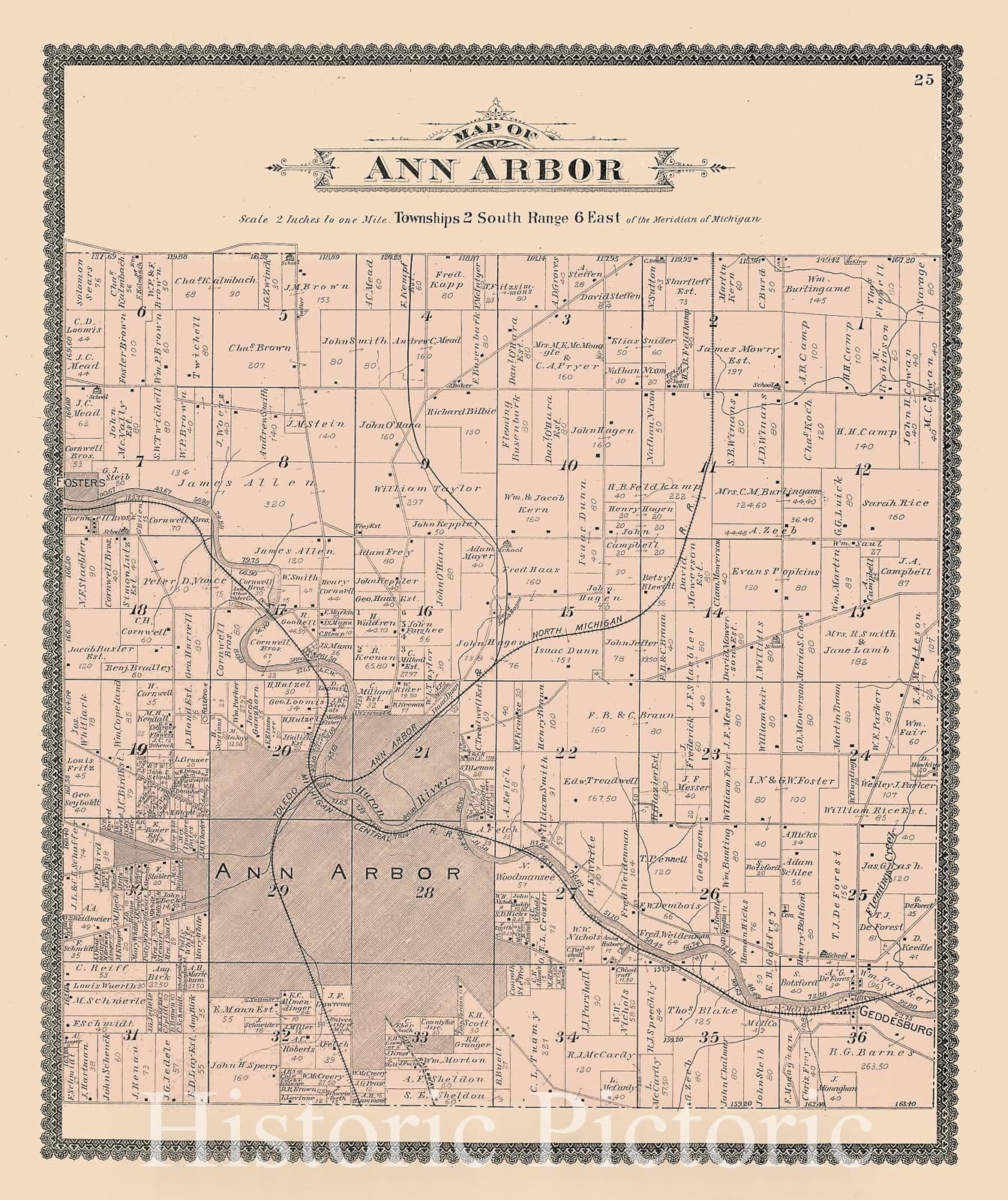 Historic 1895 Map - Standard Atlas of Washtenaw County, Michigan - Map of Ann Arbor