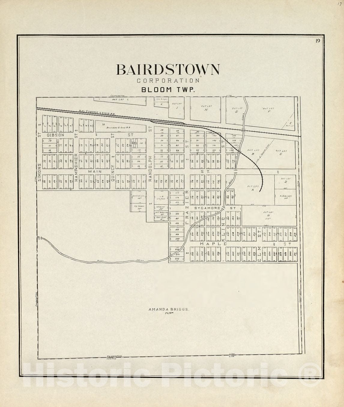 Historic 1912 Map an Atlas of Wood County, Ohio Bairdstown