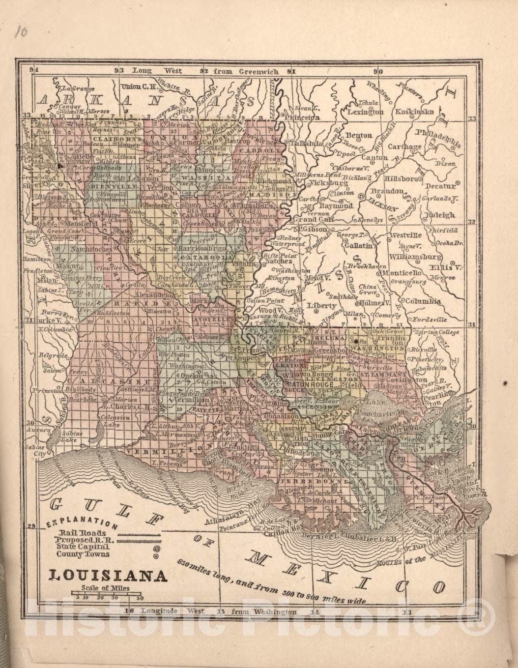 Historic 1861 Map - The Campaign Atlas, for 1861 : United States. - Louisiana