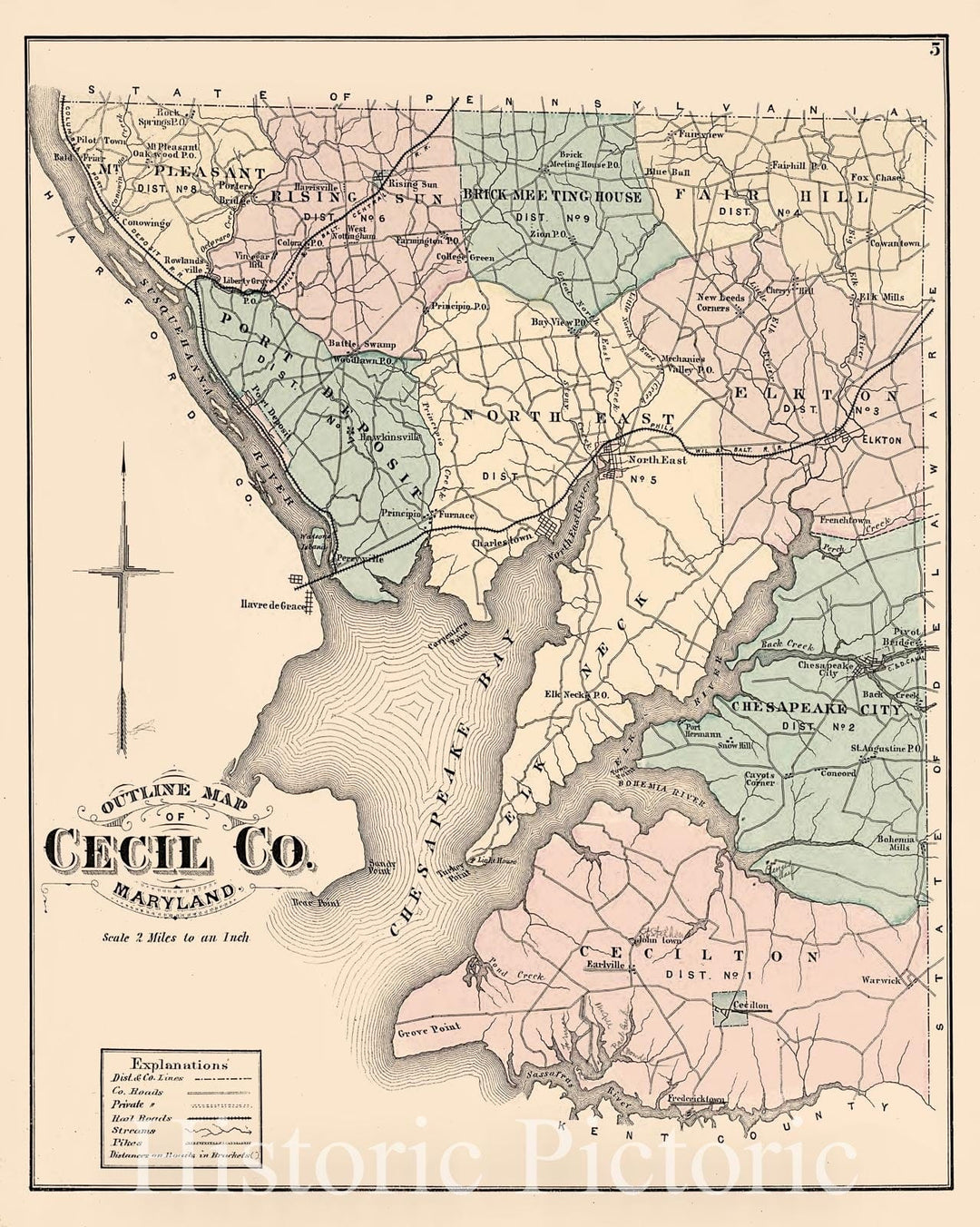 Historic 1877 Map - an Illustrated Atlas of Cecil County, Maryland - Cecil Co. - Atlas of Cecil County, Maryland