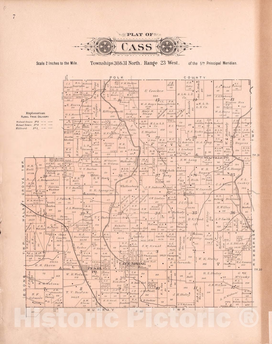 Historic 1904 Map - Plat Book of Greene County, Missouri - Cass