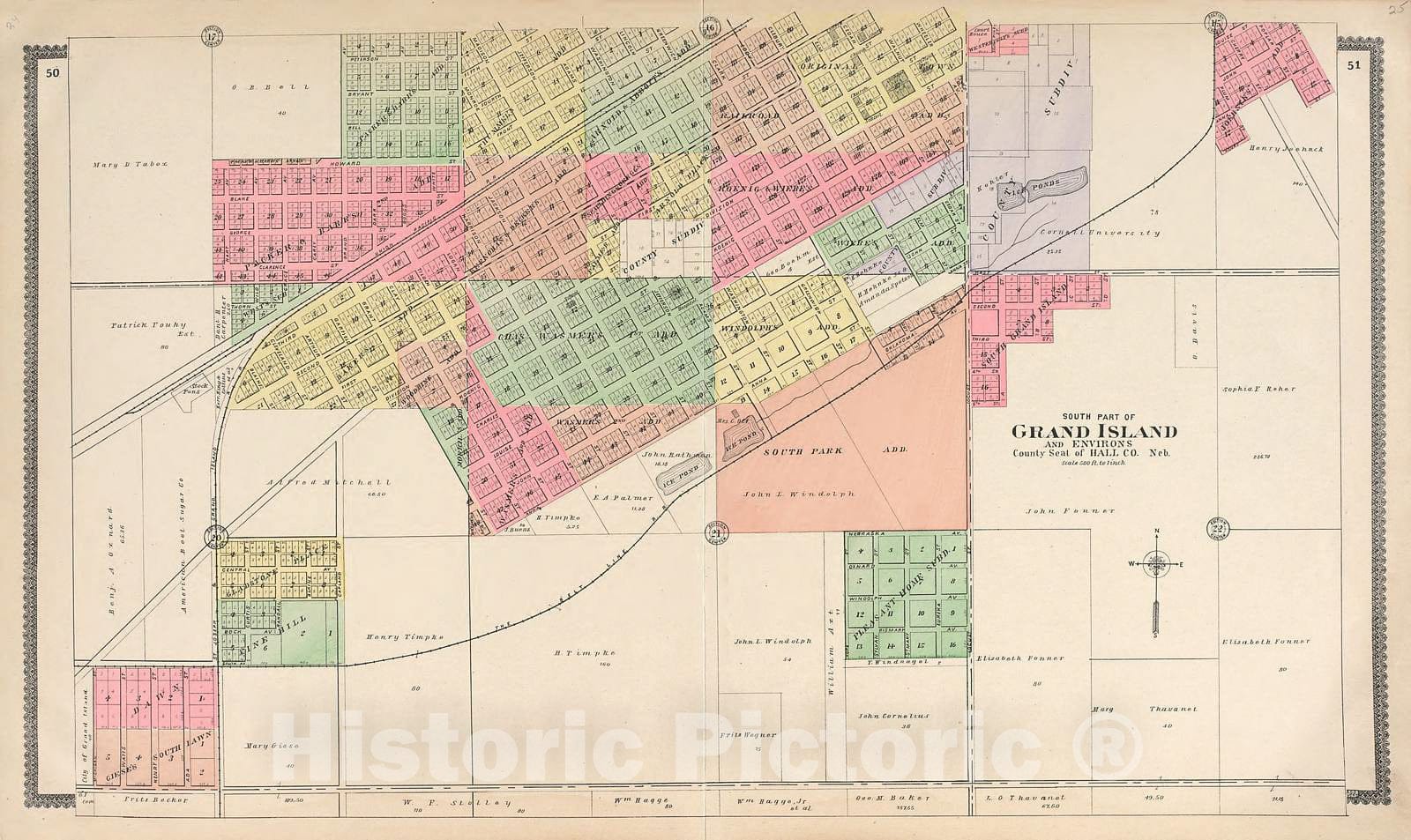 Historic 1904 Map - Standard Atlas of Hall County, Nebraska - South Part of Grand Island