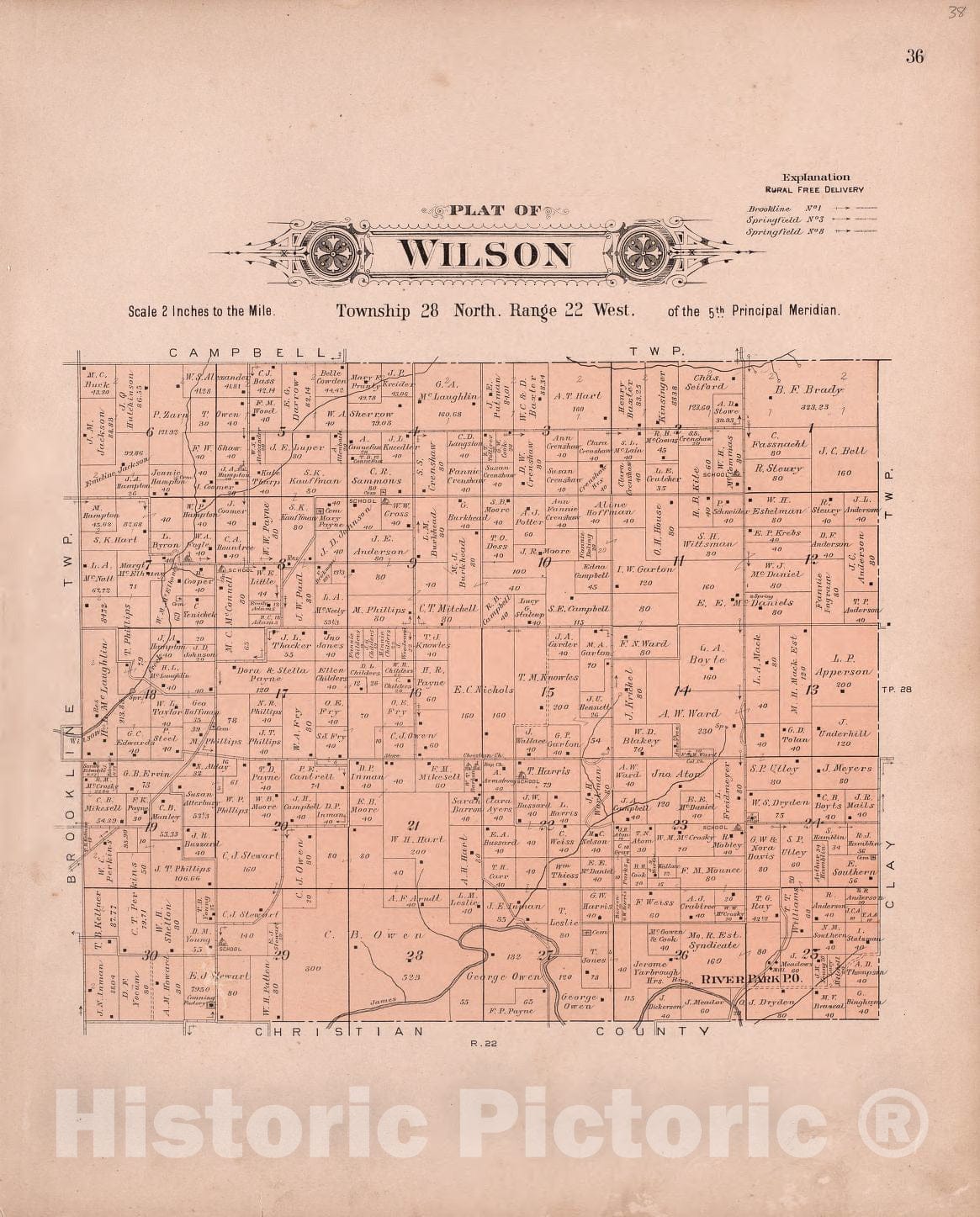Historic 1904 Map - Plat Book of Greene County, Missouri - Wilson