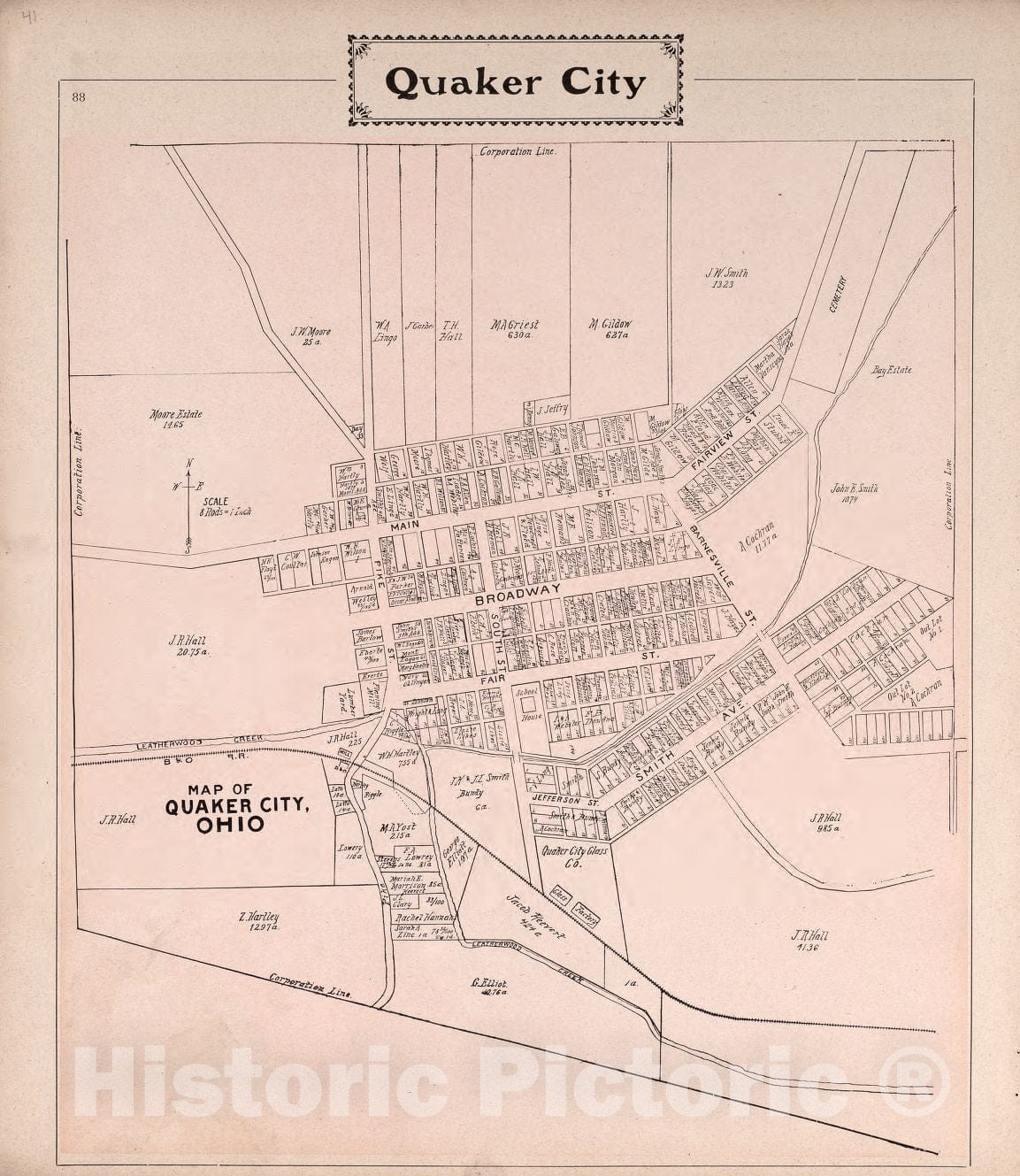 Historic 1902 Map - Illustrated Atlas of Guernsey County, Ohio. - Quaker City - Atlas of Guernsey County, Ohio