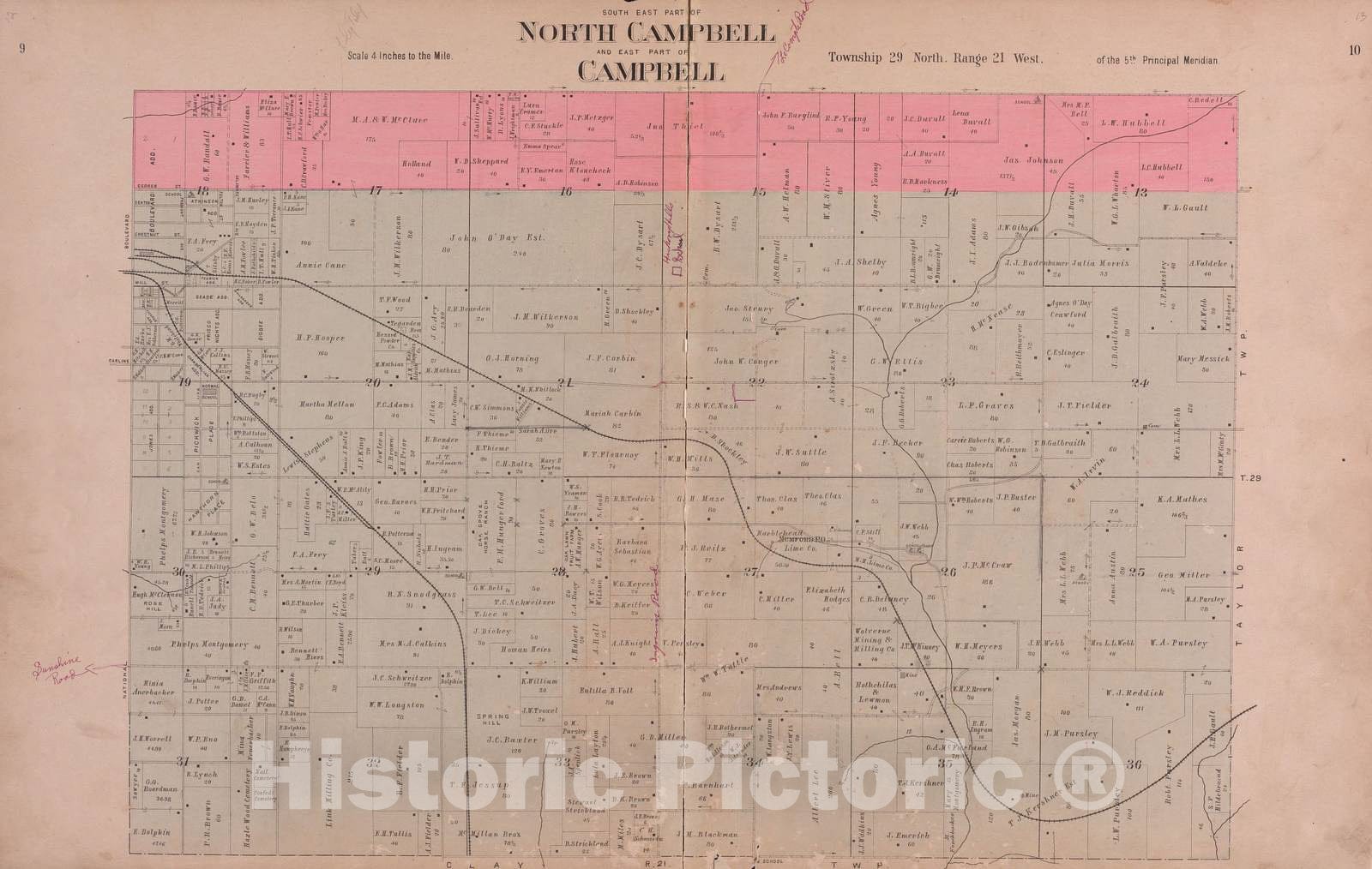 Historic 1904 Map - Plat Book of Greene County, Missouri - North Campbell & Campbell