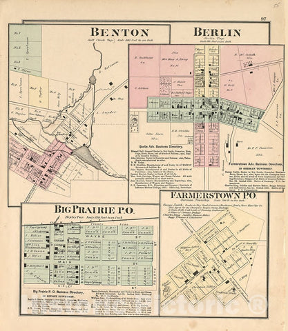Historic 1875 Map - Caldwell's Atlas of Holmes Co, Ohio - Benton - Berlin - Big Prairie P.O. - Farmerstown P.O. - Caldwell's Atlas of Holmes County, Ohio