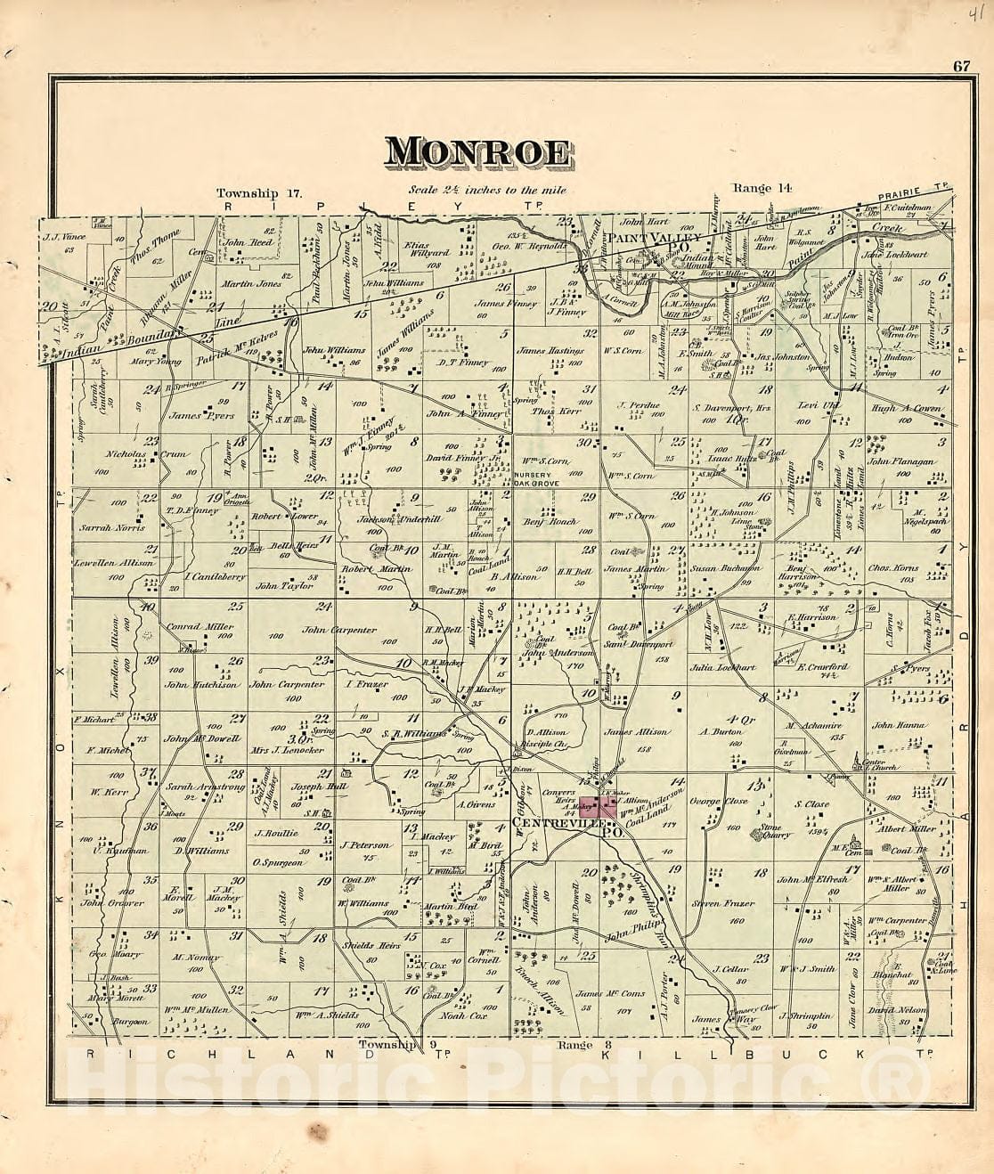 Historic 1875 Map - Caldwell's Atlas of Holmes Co, Ohio - Monroe - Caldwell's Atlas of Holmes County, Ohio