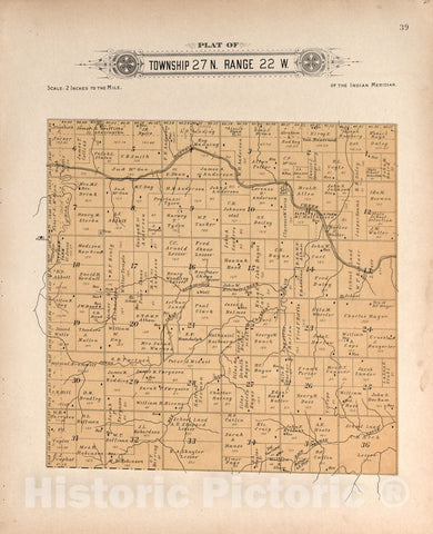 Historic 1910 Map - Plat Book of Harper County, Oklahoma : containing maps of Villages, Cities and townships of The County, and of The State - Township 27 Range 25 W