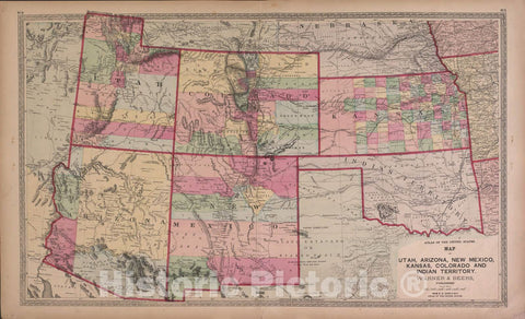 Historic 1870 Map - Atlas of Marshall Co. and The State of Illinois - Map of Utah, Arizona, New Mexico, Knasas, Colorado - Atlas of Marshall County and The State of Illinois