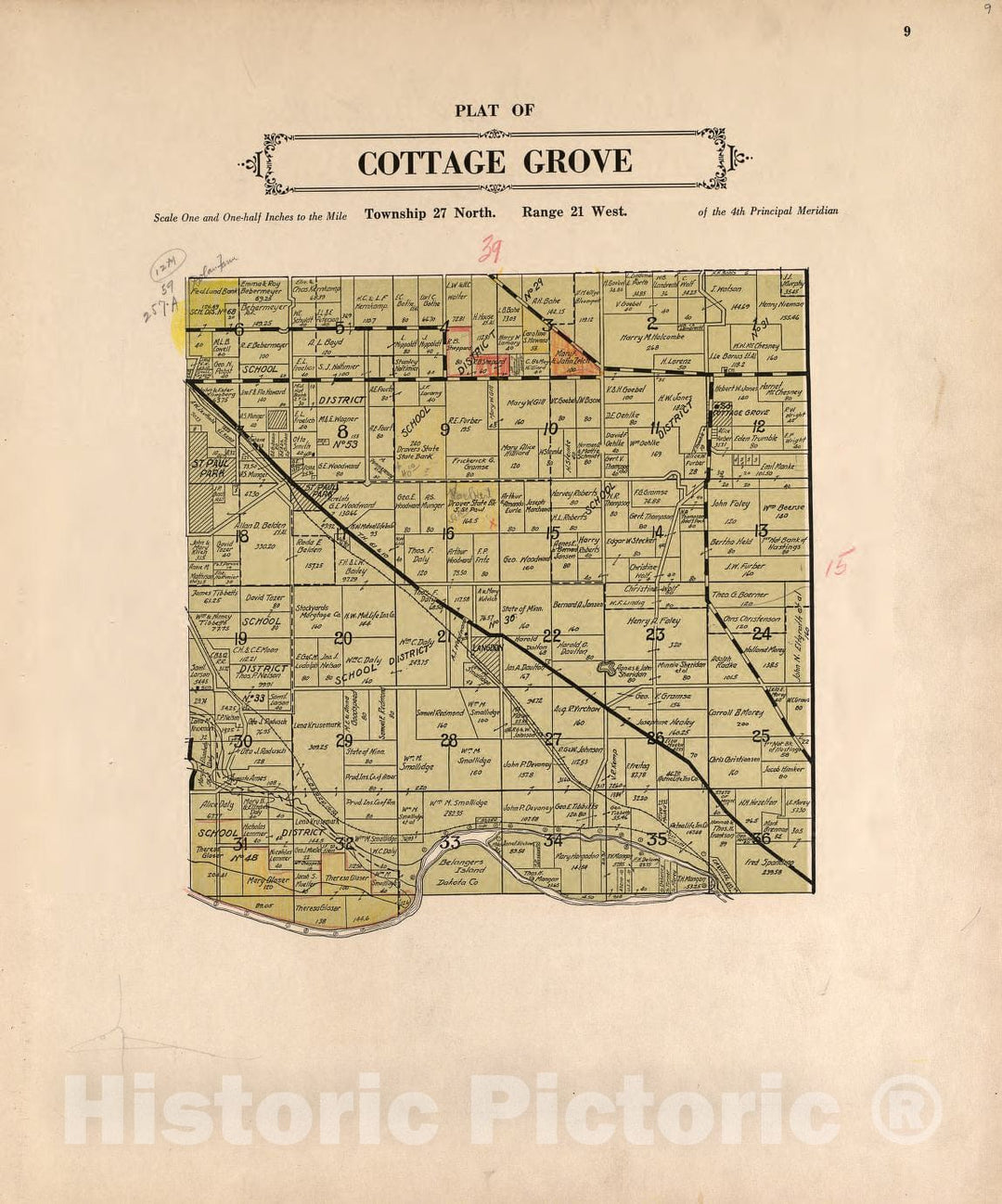 Historic 1938 Map - Plat Book of Washington County, Minnesota : Showing Township plats, City and Village plats, sub-Division plats - Washington County
