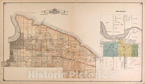 Historic 1916 Map - The County of Bay : State, County, Township, City and Village maps - Mt. Forest and Pinconning Townships - Atlas of Bay County, Michigan